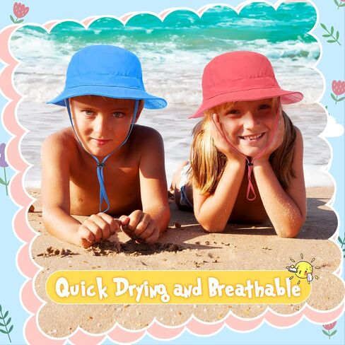 2 Pcs Sun Hat for Kids Bucket Hat for 2-6 Years Toddler Boys Girls UV Protection Adjustable Summer Beach Fishing Hat in Saudi Arabia