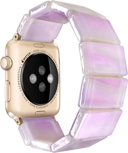 سوار ساعة أنيق من الراتنج من Heesch متوافق مع سلسلة ساعات Apple Ultra/SE/8/7/6/5/4/3/2/1، سوار ساعة مرن على شكل سلحفاة سوار معصم مجوهرات للنساء والفتيات لساعة iWatch، 38/40/41 ملم، 42 /44/45/49 ملم in Kuwait