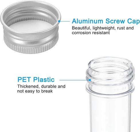 PATIKIL 30ml Plastic Test Tubes with Screw Caps 12Pcs 109x24mm Tubes for Scientific Party Decoration Candy Bead Storage Bath Salt Lab Use, Silver Tone in Saudi Arabia