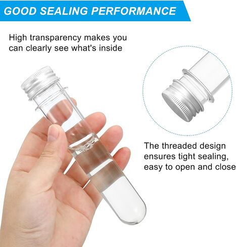 PATIKIL 30ml Plastic Test Tubes with Screw Caps 12Pcs 109x24mm Tubes for Scientific Party Decoration Candy Bead Storage Bath Salt Lab Use, Silver Tone in Saudi Arabia