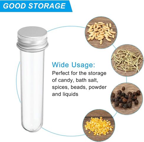 PATIKIL 30ml Plastic Test Tubes with Screw Caps 12Pcs 109x24mm Tubes for Scientific Party Decoration Candy Bead Storage Bath Salt Lab Use, Silver Tone in Saudi Arabia