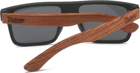 DUBERY Trendy Rimless Wood Sunglasses Polarized Flat Top Sun Glasses with Wooden Temple D219 in Saudi Arabia