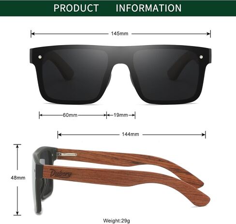 DUBERY Trendy Rimless Wood Sunglasses Polarized Flat Top Sun Glasses with Wooden Temple D219 in Saudi Arabia
