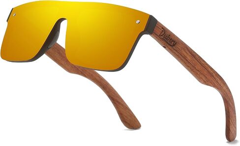 DUBERY Trendy Rimless Wood Sunglasses Polarized Flat Top Sun Glasses with Wooden Temple D219 in Saudi Arabia