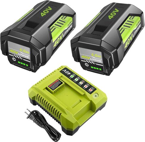 6.0Ah استبدال لبطارية Ryobi 40V وشاحن متوافق مع بطارية ليثيوم Ryobi 40v OP4040 OP40401 OP4026 OP40261 OP4050 OP40601 متوافق مع أدوات الطاقة اللاسلكية لبطارية Ryobi 40 فولت in Kuwait
