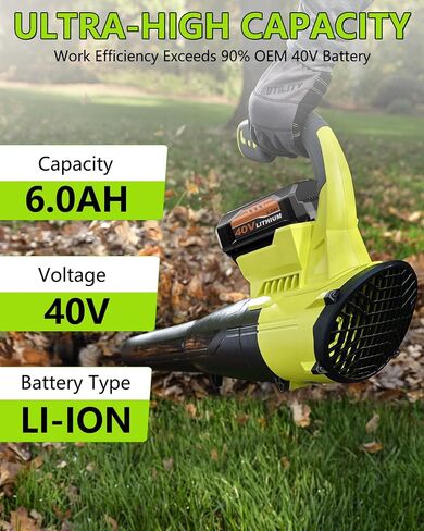 6.0Ah استبدال لبطارية Ryobi 40V وشاحن متوافق مع بطارية ليثيوم Ryobi 40v OP4040 OP40401 OP4026 OP40261 OP4050 OP40601 متوافق مع أدوات الطاقة اللاسلكية لبطارية Ryobi 40 فولت in Kuwait