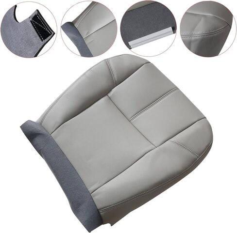 833 Gray Driver or Passenger Side Bottom Replacement Leather Seat Cover Compatible with Chevy Silverado Tahoe Suburban Avalanche GMC Yukon Sierra 2007 2008 2009 2010 2011 2012 2013 2014 in Kuwait