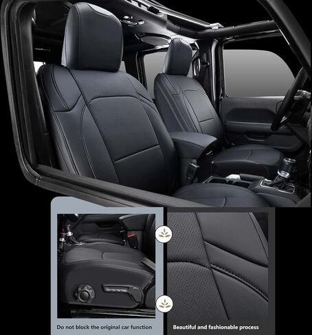 Car Seat Covers Custom Fit for Jeep Gladiator 2020-2024 with Waterproof Leather and Airbag Compatible Automotive Vehicle Cushion Protector Easy to Install in Saudi Arabia