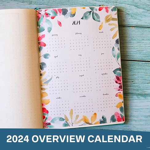 2024 Monthly Calendar Planner Stickers Compatible with A5 Bullet Dot Grid Journals (5.3 x 7.7") - 12-Months of Cute Floral Illustrations, Flower Journal Supplies, DIY Templates, Agenda Layouts in Saudi Arabia