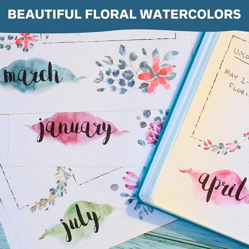2024 Monthly Calendar Planner Stickers Compatible with A5 Bullet Dot Grid Journals (5.3 x 7.7") - 12-Months of Cute Floral Illustrations, Flower Journal Supplies, DIY Templates, Agenda Layouts in Saudi Arabia