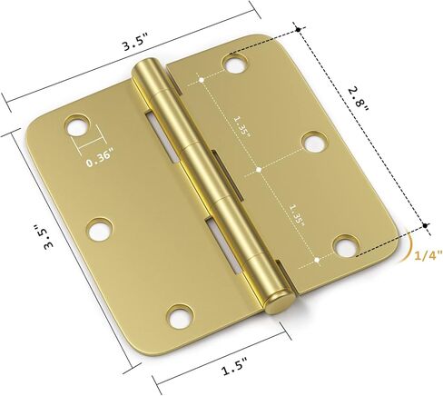 Haidms 24 Pack Matte Black Door Hinges 3.5 Inch x 3.5 Inch Interior Door Hinges Black Doors Hinges Black Finish with 1/4" Radius Corners in Saudi Arabia
