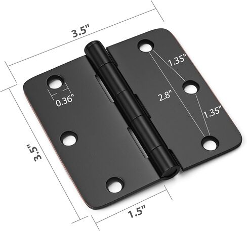 Haidms 24 Pack Matte Black Door Hinges 3.5 Inch x 3.5 Inch Interior Door Hinges Black Doors Hinges Black Finish with 1/4" Radius Corners in Saudi Arabia