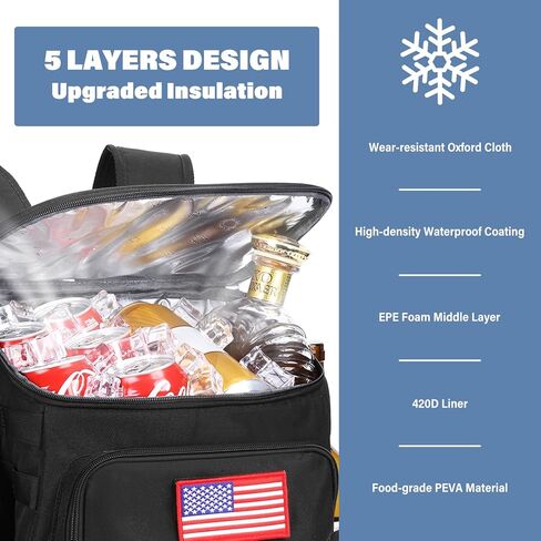 Cooler Backpack, Backpack Coolers Insulated Leak Proof, Large Capacity Waterproof Cooler Bag, Portable Lightweight Beach Travel Camping Lunch Backpack for Men and Women in Kuwait