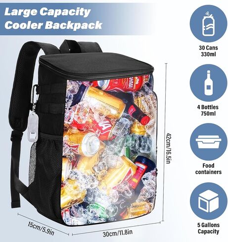 Cooler Backpack, Backpack Coolers Insulated Leak Proof, Large Capacity Waterproof Cooler Bag, Portable Lightweight Beach Travel Camping Lunch Backpack for Men and Women in Kuwait