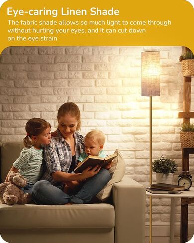 مصباح أرضية زاوية LED من EDISHINE لغرفة المعيشة، مصباح قراءة طويل القامة 65 بوصة مع جهاز تحكم عن بعد، إضاءة عمود خافتة بسيطة لغرفة النوم والمكتب وغرفة الأطفال، لمبة 9 وات متضمنة، 2700K-6000K (ذهبي) in Kuwait