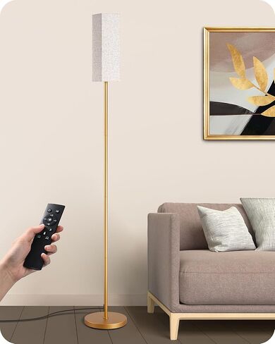 مصباح أرضية زاوية LED من EDISHINE لغرفة المعيشة، مصباح قراءة طويل القامة 65 بوصة مع جهاز تحكم عن بعد، إضاءة عمود خافتة بسيطة لغرفة النوم والمكتب وغرفة الأطفال، لمبة 9 وات متضمنة، 2700K-6000K (ذهبي) in Kuwait