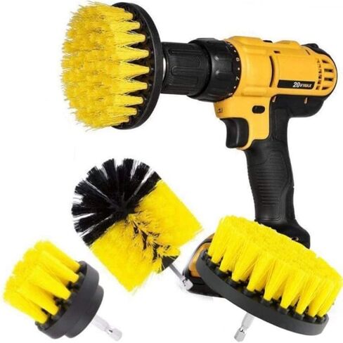 Original Drill Brush 360 Attachments 3 Pack kit Medium- Yellow All Purpose Cleaner Scrubbing Brushes for Bathroom Surface, Grout, Tub, Shower, Kitchen, Auto,Boat,RV in Saudi Arabia
