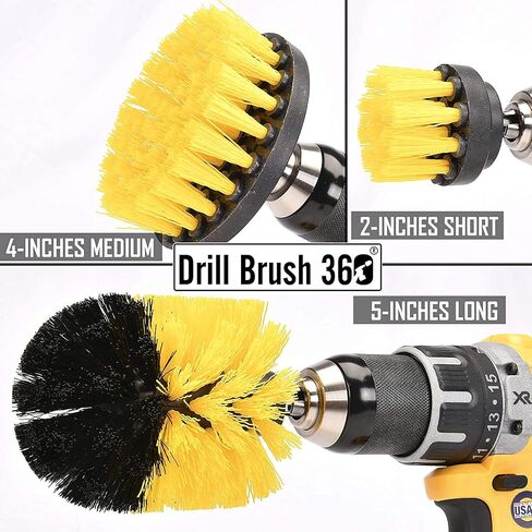 Original Drill Brush 360 Attachments 3 Pack kit Medium- Yellow All Purpose Cleaner Scrubbing Brushes for Bathroom Surface, Grout, Tub, Shower, Kitchen, Auto,Boat,RV in Saudi Arabia