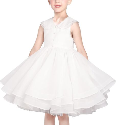 Sunny Fashion Flower Girls Dress White Wedding Pageant Bridesmaid Gown Size 3-10 in Saudi Arabia