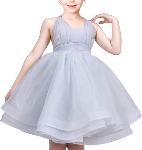 Sunny Fashion Flower Girls Dress White Wedding Pageant Bridesmaid Gown Size 3-10 in Saudi Arabia