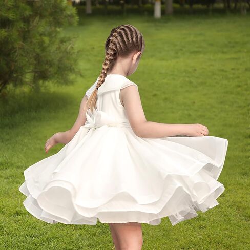 Sunny Fashion Flower Girls Dress White Wedding Pageant Bridesmaid Gown Size 3-10 in Saudi Arabia