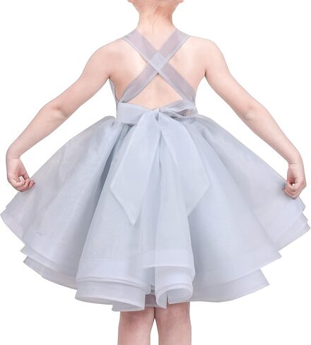 Sunny Fashion Flower Girls Dress White Wedding Pageant Bridesmaid Gown Size 3-10 in Saudi Arabia