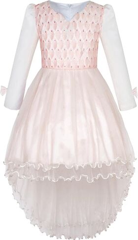 Sunny Fashion Flower Girls Dress White Wedding Pageant Bridesmaid Gown Size 3-10 in Saudi Arabia