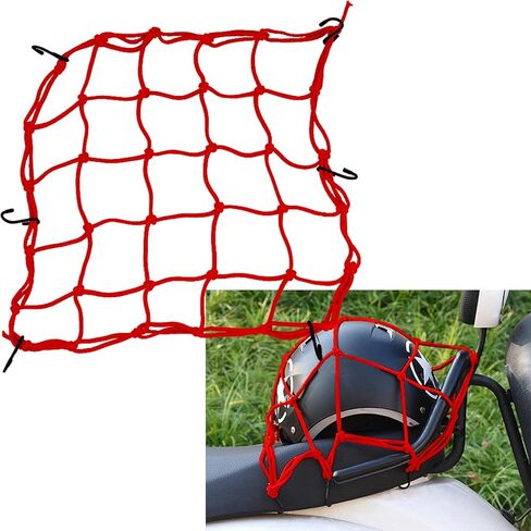 Bungee Cargo Net Motorcycle, Automotive Cargo Nets, Heavy Duty Bungee Net with 6 Adjustable Hooks, 15.7"x15.7" Small Cargo Net for Motorcycle Helmet, Bike, ATV, UTV, Luggage (Red) in Saudi Arabia