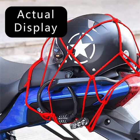 Bungee Cargo Net Motorcycle, Automotive Cargo Nets, Heavy Duty Bungee Net with 6 Adjustable Hooks, 15.7"x15.7" Small Cargo Net for Motorcycle Helmet, Bike, ATV, UTV, Luggage (Red) in Saudi Arabia