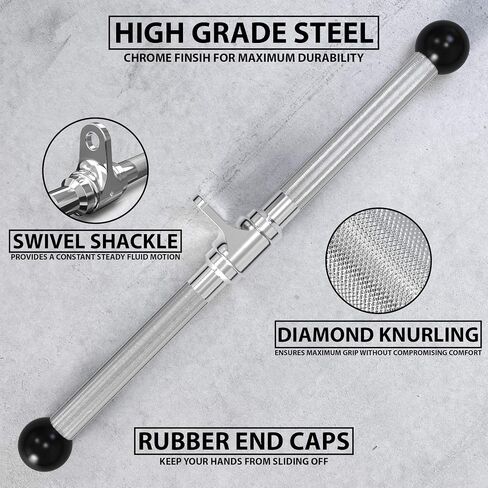 Synergee Straight Bar Cable Attachment. Universal Attachment for Cable Machines. Pull Down/Press Down Bar Accessory. Available Sizes 12", 14", 18" and 20". Optional Rubber Grip. in Saudi Arabia
