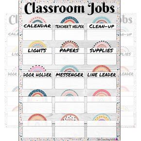 3D Learning LLF Boho Class Jobs Chart- Laminated 14x19.5 - Classroom Posters and Decorations, Back to School Supplies, Teachers’ Posters for Preschool, Kindergarten, Elementary Classes, Home School