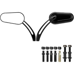 Motorcycle Rearview Convex Mirror 8mm 10mm Side Mirrors 360 Degree Black Universal Replacement for Harley Touring Softail Dyna Sportster Electra Glide Cruiser Chopper Cafe Racer Street Bike