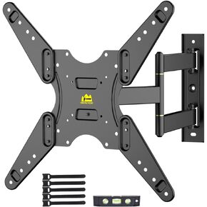 FORGING MOUNT Corner TV Wall Mount، دعامة واحدة مفصلية، ذراع تلفزيون كامل الحركة لمعظم أجهزة التلفاز المنحنية المسطحة مقاس 26-55 بوصة مع إمالة ودوران وتمتد 18 بوصة، تحمل 88 رطلًا، بحد أقصى VESA 400 × 400 مم in Kuwait