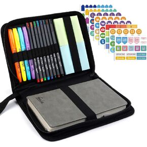Undated Planner, 2024 Monthly & Weekly Academic Planner Kit, Feela A5 Daily Student Notebook, School Supplies with Highlighters, Note Stickers, Fineliner Pens, Lasts 1 Year, Gray
