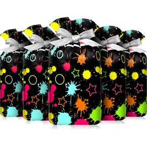 Capoda 50 Pcs Let's Glow Drawstring Bags Neon Candy Bags Glow in the Dark Party Supplies Plastic Colorful Treat Bag Neon Pouch for Birthday Party Decoration Gift Wrap