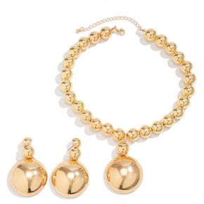 Ball Beaded Necklace and Earrings Set for Women Chunky Ball Choker Necklace Earrings Beaded Set Exaggerated Long Dangle Earrings Necklace Set Gifts