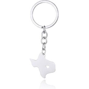 Hollow Heart Dog Tag Personality Dainty Map Key Chain Jewelry United States Map Tag Key Chain