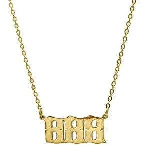 قلادة بأرقام الملاك 111 222 333 444 555 666 777 888 999 مجوهرات الأعداد للنساء مطلية بالذهب عيار 18 قيراط in Kuwait