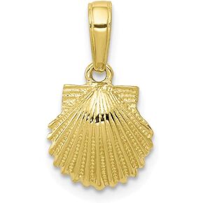Solid 10k Yellow Gold Scallop Shell Pendant Charm