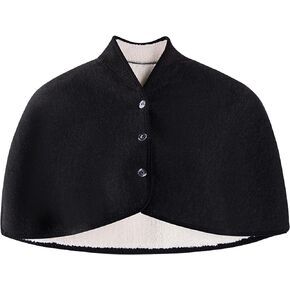 Keep Warm Shoulder Brace Winter Faux Lamb Wool Shoulder Protective Shawl Neck Back Warmer Wrap Cape for Old People, Maternity, Weak Person
