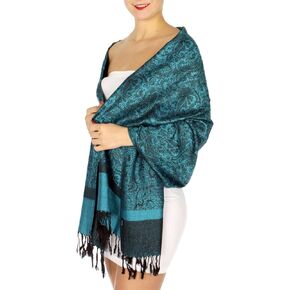 SERENITA Pashmina Shawls. Rave Scarf Double layer woven jacquard thicker wraps - Cashmere Feel