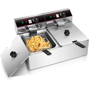 Giantex 1700W Commercial Deep Fryer, 6.4QT Stainless Steel Electric Deep Fryer with Removable Basket, Oil container and Temperature Control for French Fries Turkey Chicken Restaurant Home Kitchen