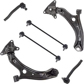 TRQ Front Lower Control Arm Ball Joint Stabilizer Sway Bar Link Tie Rod End Steering & Suspension Kit 6 Piece Set for 2009-2013 Honda Fit / 2010-2011 Insight