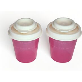 Tupperware Mini Salt and Pepper Shakers 2 oz Pink with Cream Lids