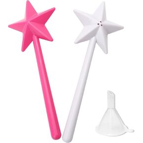 2PCS Salt and Pepper Wand Shaker Magic Fairy Star, Pentagram Shape, Three Hole Dispenser, Refillable, Removable, Light, One Hand Operation, Kitchen Accessories for Halloween and Christmas