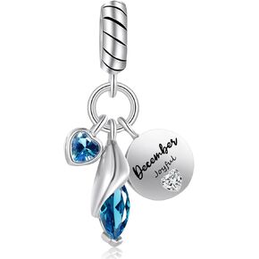 12 Teardrop Birthstone Birthday Charm for Pandora Bracelet Gift for Her