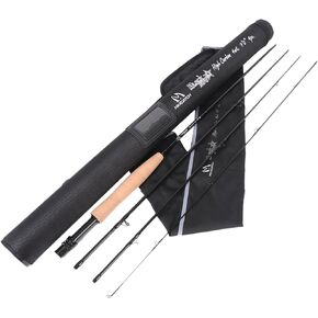 Maxcatch -Black Star- Fly Fishing Rod: IM10 Carbon Fiber, Pacbay Minima Guide, Anodized Reel Seat, 4-Piece, 4/5/6/7/8 wt