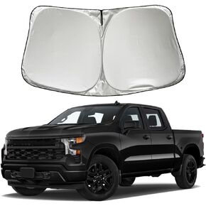 Car Windshield Sun Shade Sunshade Compatible with Chevy Silverado 1500 2500 HD 3500 HD Regular cab Crew cab Double Cab 2 Door 4 Door 2007-2022 2023 2024 Accessories, Car Window Sun Shield