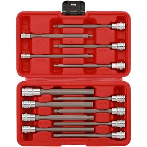 EMENTOL 18PCS 3/8" Drive Long Hex Bit Socket Set, CR-V, S2 Steel, SAE/Metric, Extra Long Allen Hex Bit Socket Set, 1/8 Inch - 3/8 Inch, 3mm - 10mm