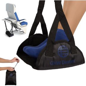 Airplane Foot Hammock for Plane Travel w/Premium Memory Foam, Adjustable Straps & Travel Bag - Ergonomic Airplane Foot Rest for Long Flight Travel Must Haves Portable Plane Foot Rest for Air Travel
